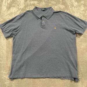 Polo Ralph Lauren Shirt Mens 4XLT Blue Polo Short Sleeve Casual Preppy Pony Golf